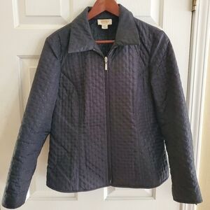 Talbots Petite Quilted Zip Front Jacket, Lightweight, Black, Size 10